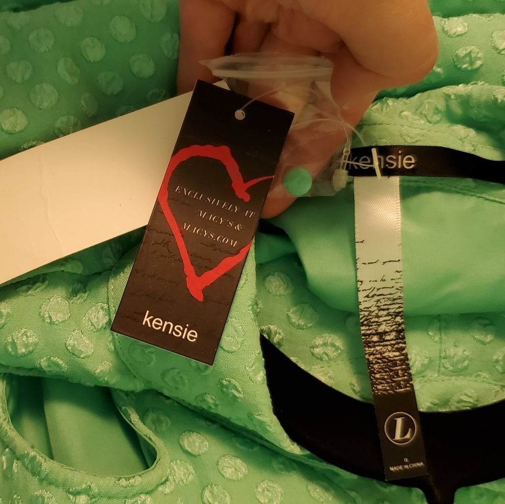 Kensie Mint Green Textured Dot Retro / Mod Dress - Picture 11 of 13